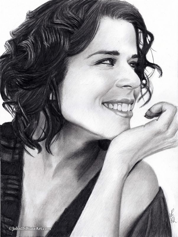 ORIGINAL Pencil Drawing of Neve Campbell (9 x 12) - NOT A PRINT