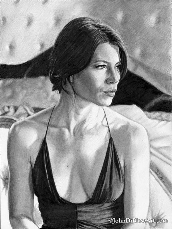 Jessica Biel Original Portrait Drawing (NOT a print) 9 x 12