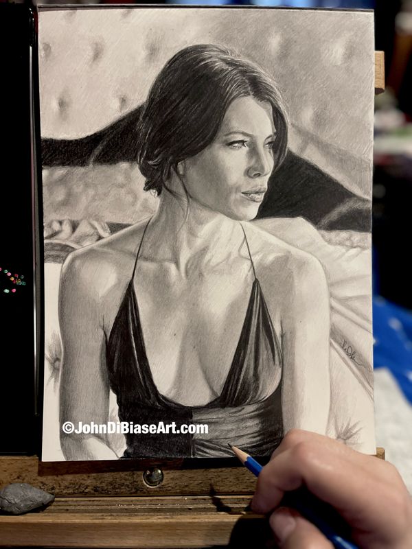 Jessica Biel Original Portrait Drawing (NOT a print) 9 x 12