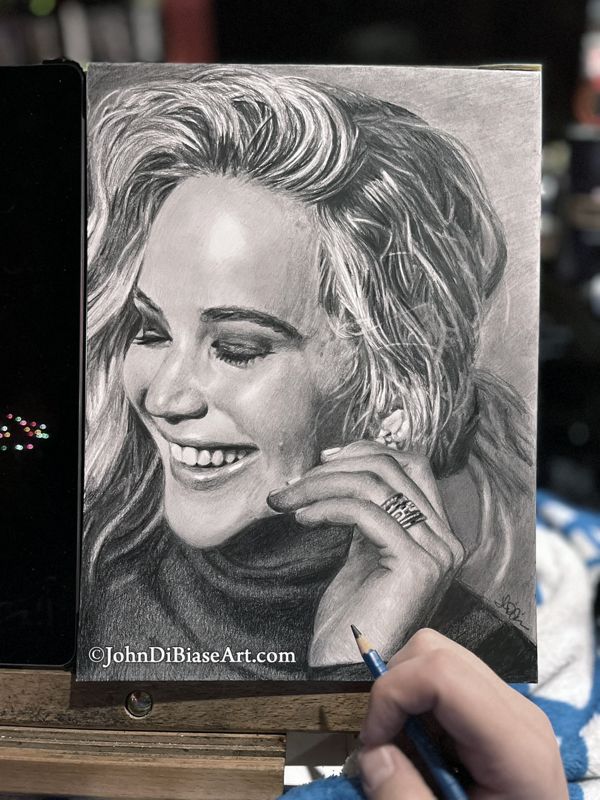 Jennifer Lawrence (Hunger Games / X-Men) Original Portrait Drawing (NOT a print) 9 x 12