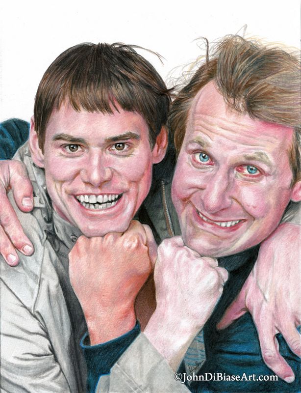 Harry and Lloyd in Dumb and Dumber Drawing Print 8.5 x 11
