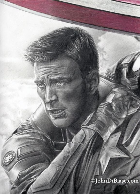 Captain America (Chris Evans) from Captain America: The Winter Soldier Drawing Print 8.5 x 11
