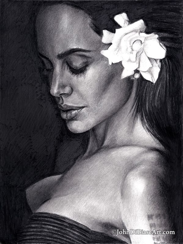Angelina Jolie "Flower" Drawing Print 8.5 x 11