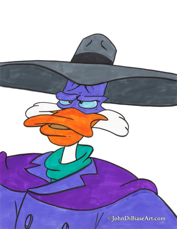 Darkwing Duck (Jim Cummings) Colored Marker Drawing Print 8.5 x 11