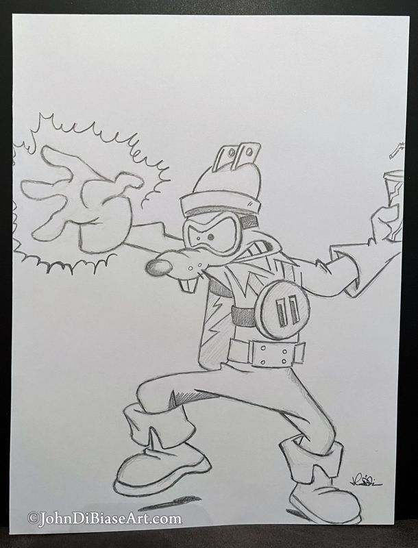Megavolt (Darkwing Duck) ORIGINAL Pencil Drawing 8.5 x 11 -- From the Sketchbook
