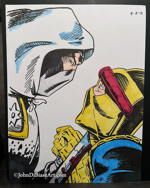 G.I. Joe Storm Shadow and Cobra Eel ORIGINAL Marker Drawing 8.5 x 11 -- From the Sketchbook