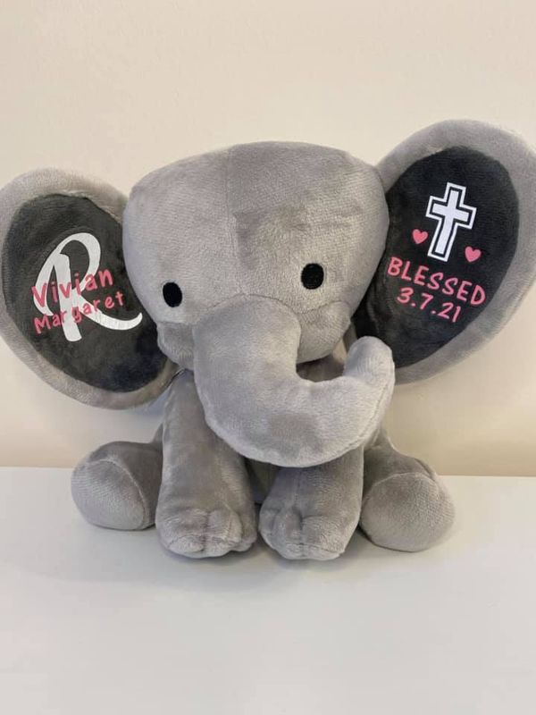 Personalized Plush Baptism Elephant
