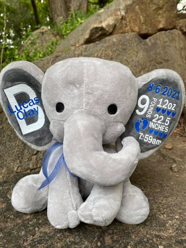 Personalized Plush Birth Announcement Elephant