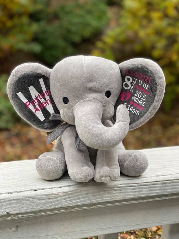 Personalized Plush Birth Announcement Elephant