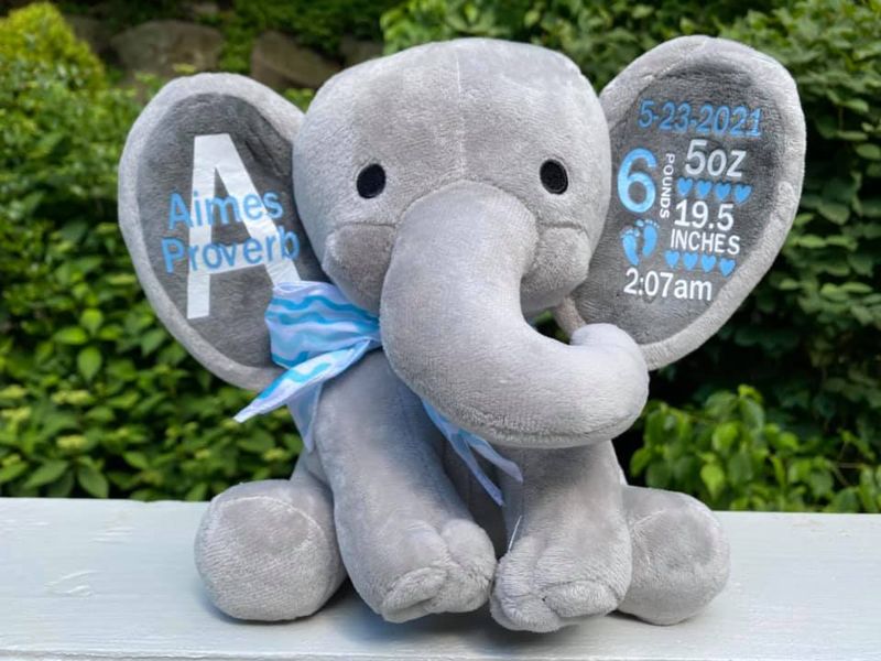 Personalized Plush Birth Announcement Elephant