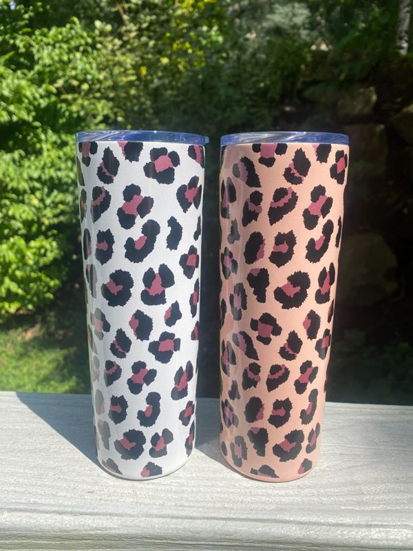 White Leopard Skinny Tumbler