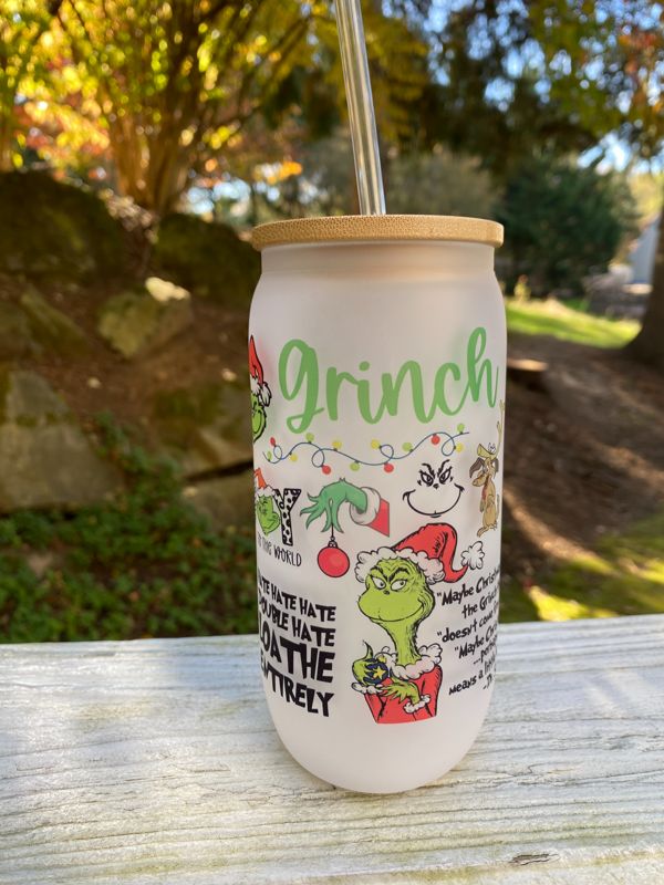 Grinch Glass Beer Can