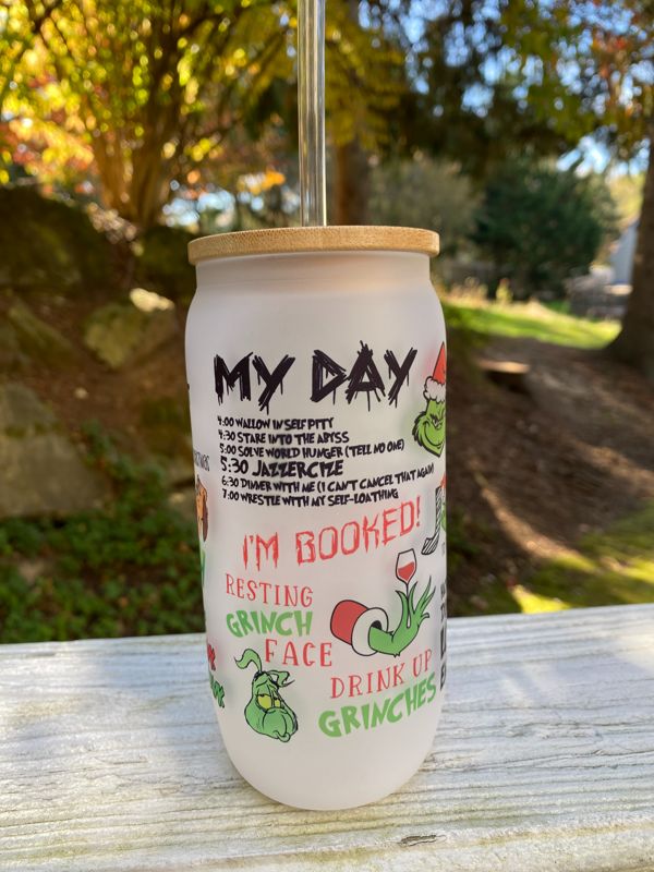 Grinch Glass Beer Can