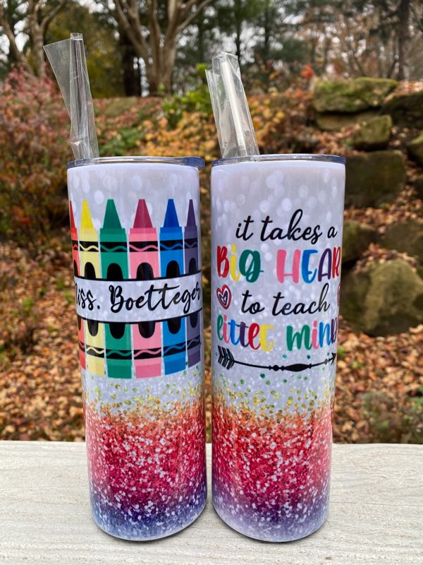 Personalized Teacher Tumbler 20 oz Skinny Tumbler