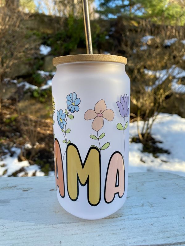 Floral Mama Glass Beer Can