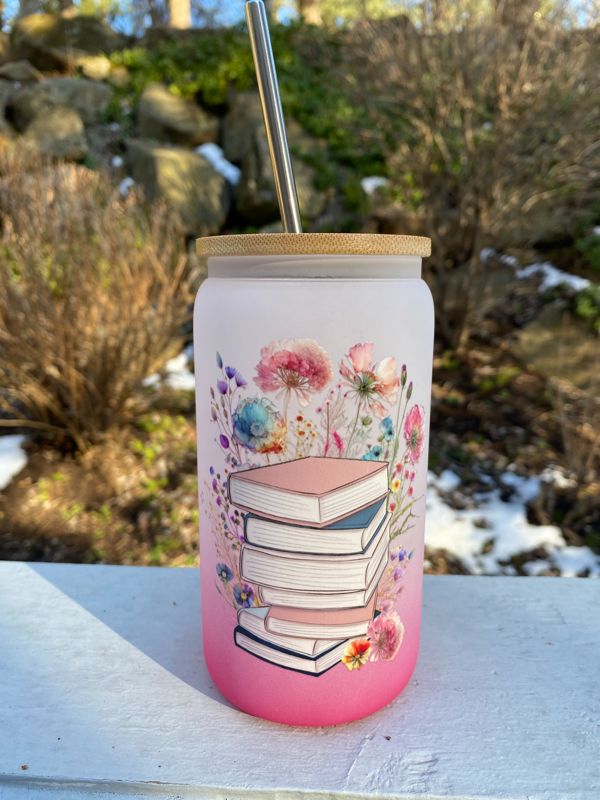 Spring Book Stack Glass Beer Can