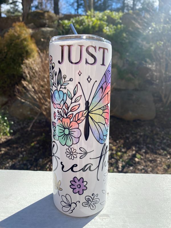 Just Breathe 20 oz Skinny Tumbler