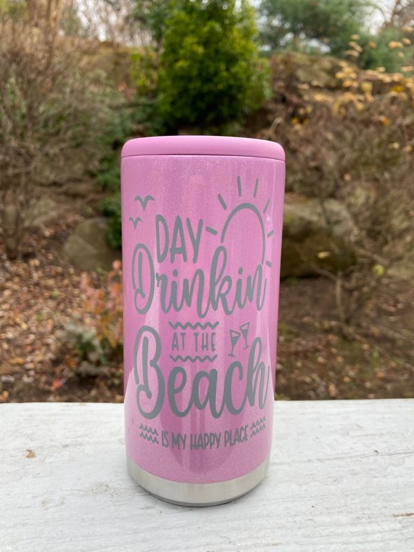 Day Drinking At The Beach Skinny Can Holder