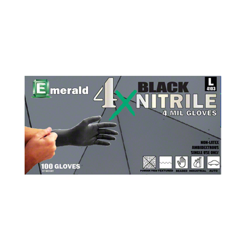100 per Box Black Nitrile Powder Free 4mil- Large