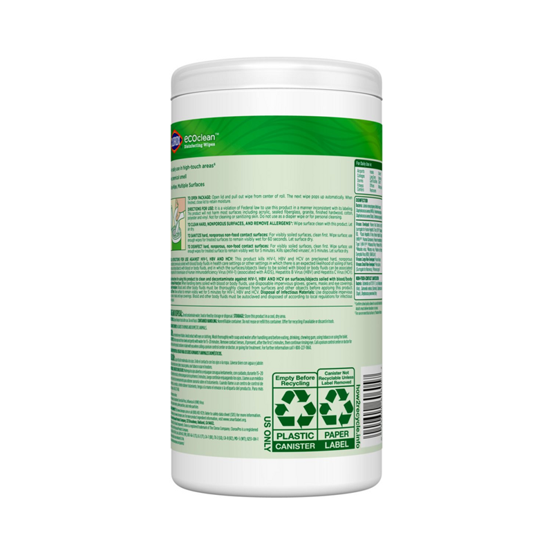 6/75 Clorox EcoClean Disinfecting Wipes