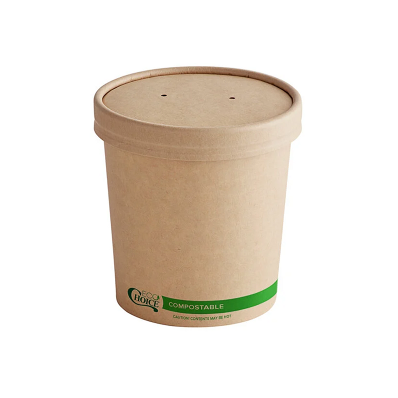250/cs 16oz Kraft Paper Food Cup Combo