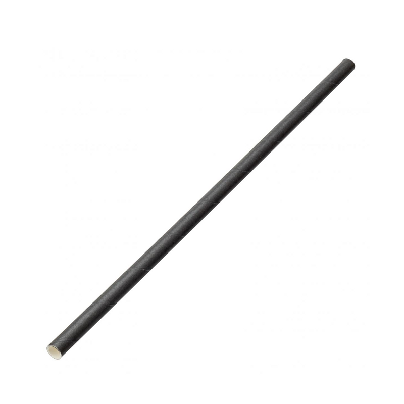 8/600 7.75" Black Paper Straws Jumbo Wrap Unwrapped
