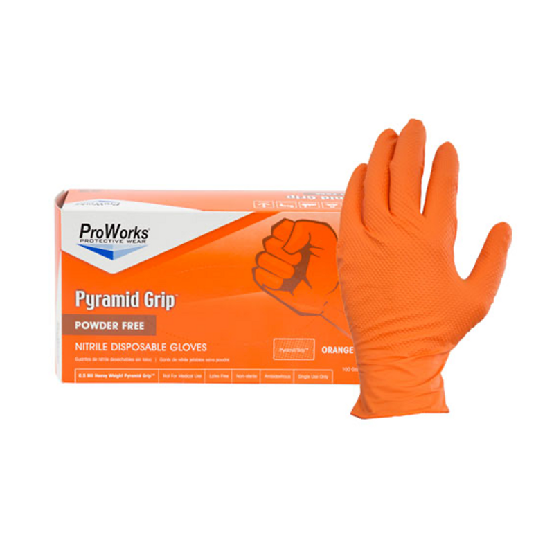Orange Pyramid Grip Nitrle Gloves 9 mil XXL