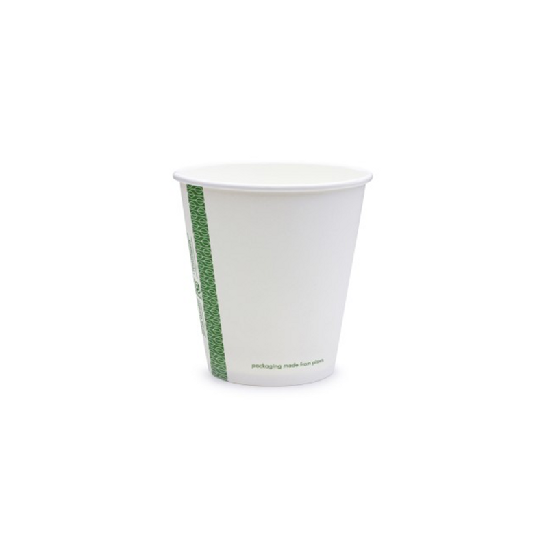 Novolex - Vegware 89-Series Single Wall Hot Cup 10 oz White w/ Green Band 20 / 50 cs