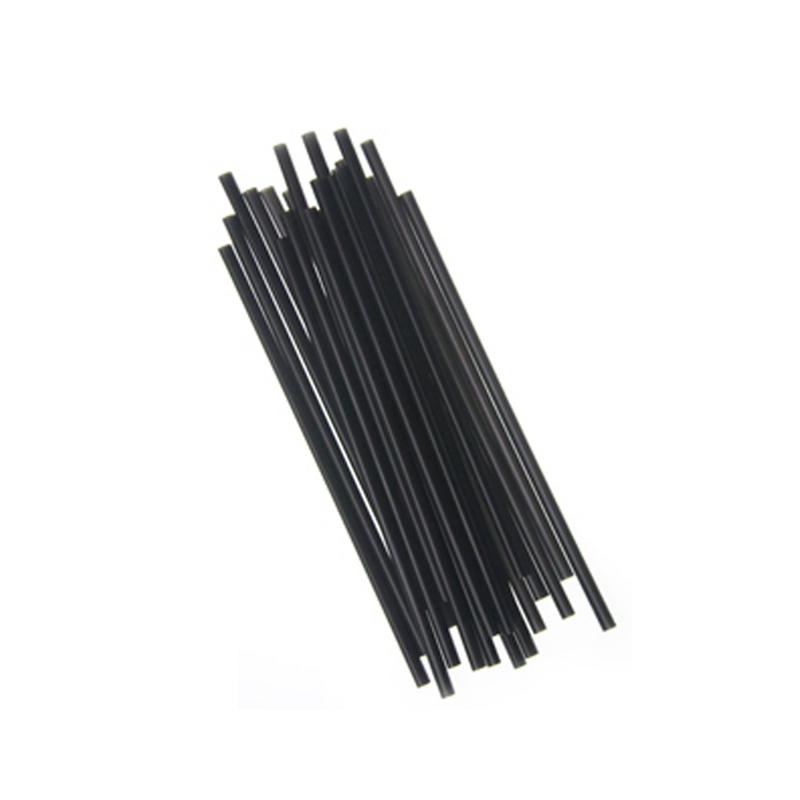 24/500 7.75"  Black Plastic Straws Semi Slim Unwrapped