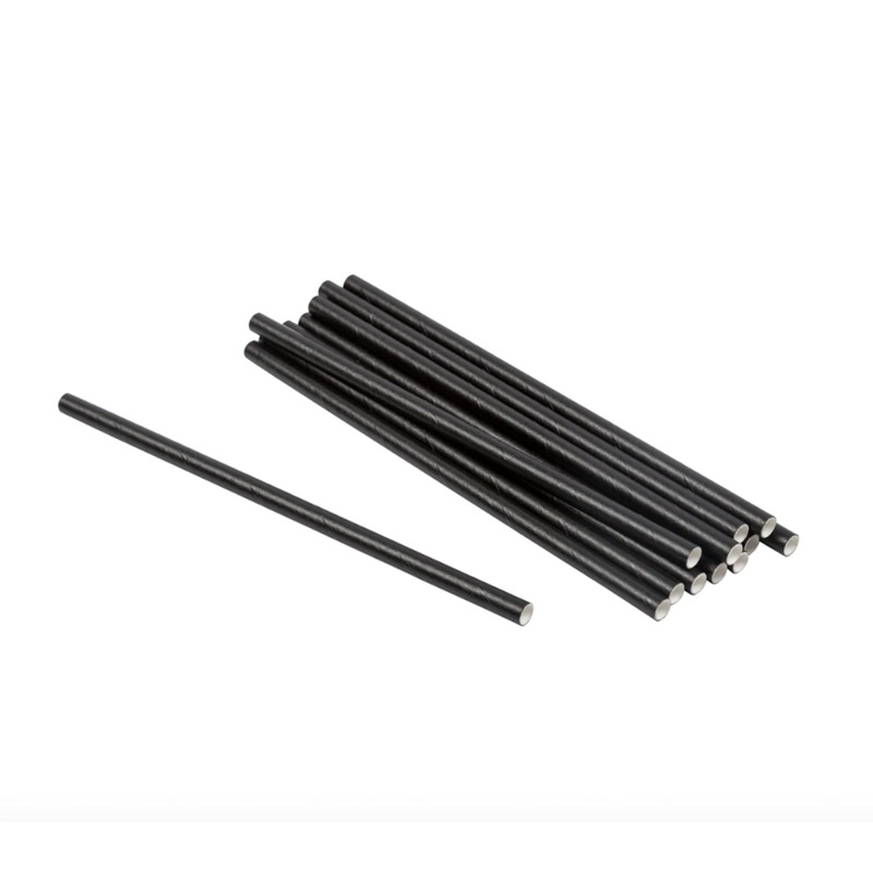 8/500 5.75" Black Paper Straws Unwrapped