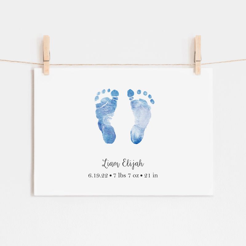 Watercolor Baby Footprint Art