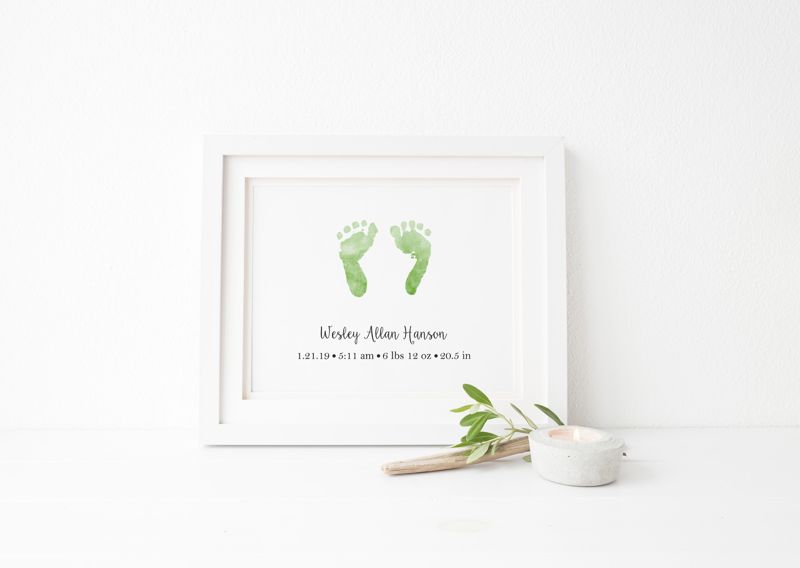 Watercolor Baby Footprint Art