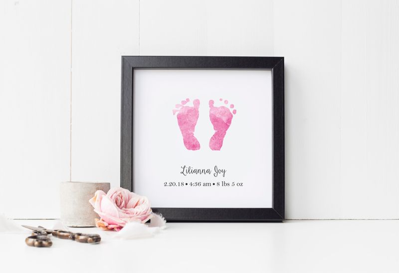 Watercolor Baby Footprint Art