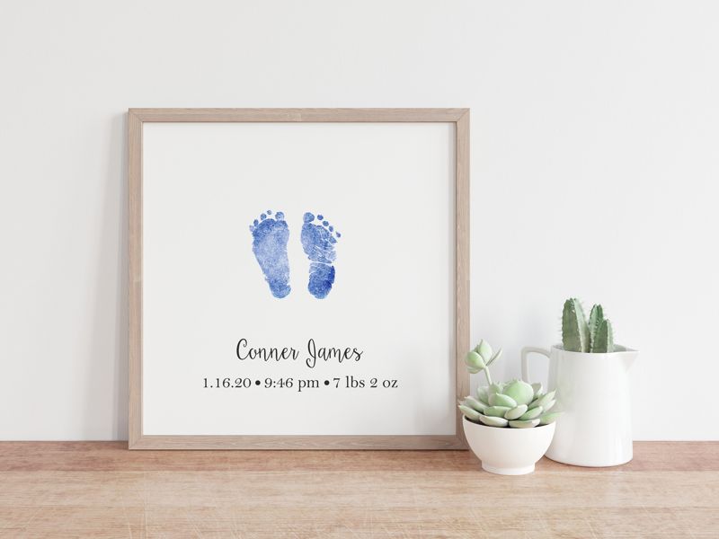 Watercolor Baby Footprint Art