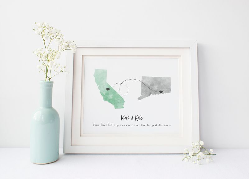 Two State Silhouette Art - Watercolor
