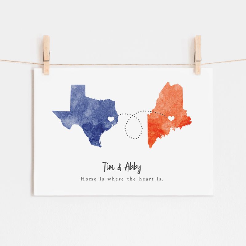 Two State Silhouette Art - Watercolor
