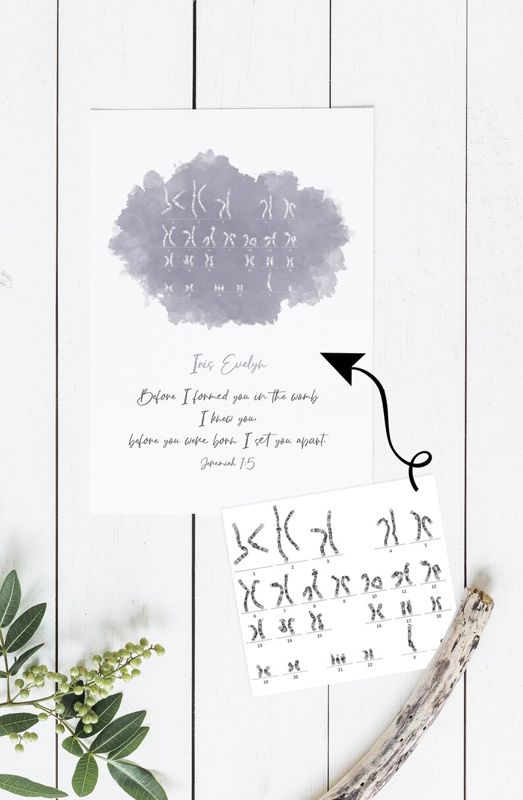 Custom Chromosome Art Print, Karyotype Artwork, DNA, Genetics Watercolor Art, Down Syndrome, Trisomy 21, Special Needs Gift, Jeremiah 1:5