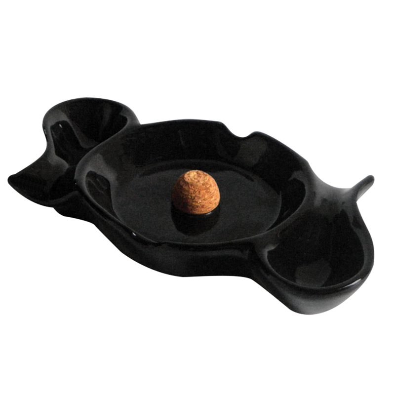 Ceramic Pipe Ashtray Black 2 DOUBLE RACK - ACROSS
