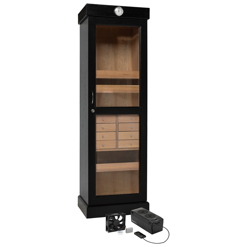 Humidor Supreme® Black Cigar Tower with Drawers Kit