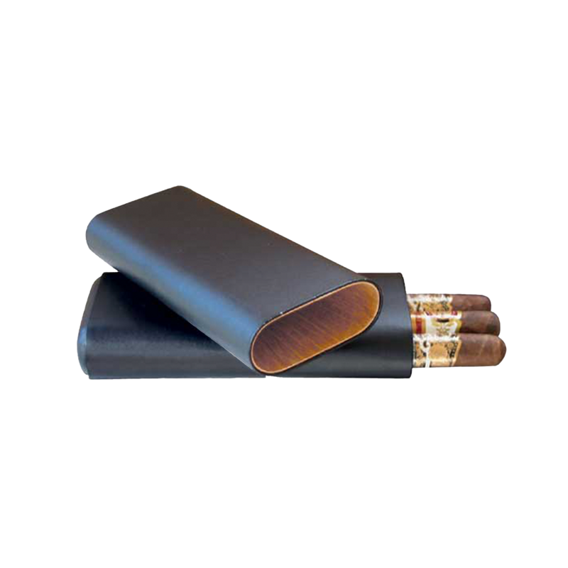 Three-Cigar Leather Case Brown 3 FINGER