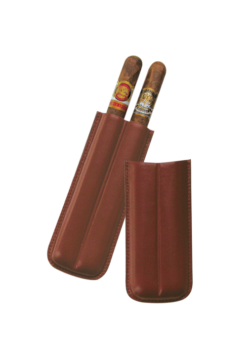 Two (2) Cigar Leather Case Black 2 FINGER