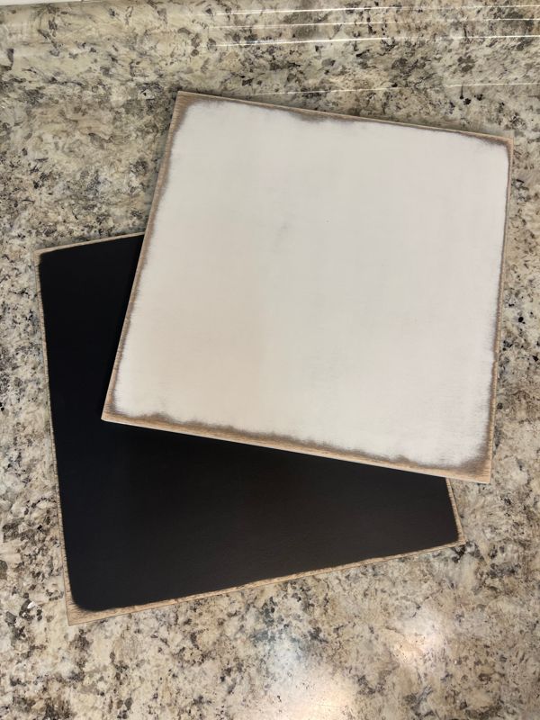12"x12" unframed wood blanks, distressed white blank, distressed black blank,  farmhouse wood sign blank