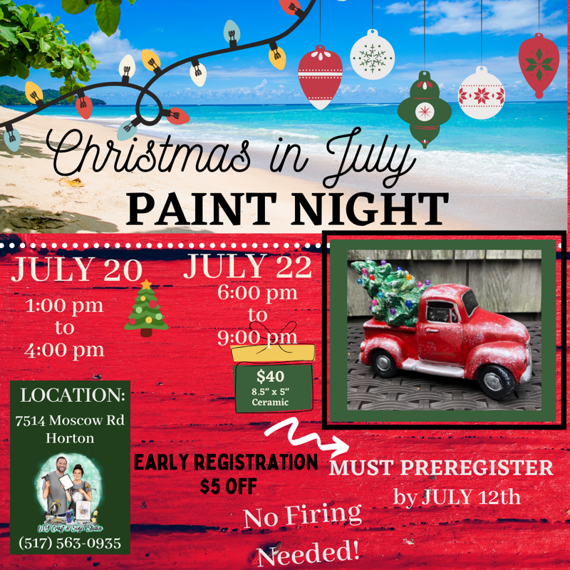 Vintage Christmas Tree and Vintage Truck (Monday July 22 at 6:00-9:00 pm TRUCK)