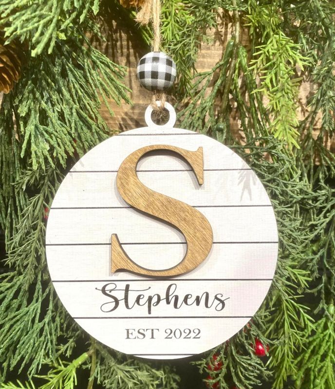 Personalized Ornaments (Circle Family Name (This item is printed as shown- only piece needed painted is the “S”)
