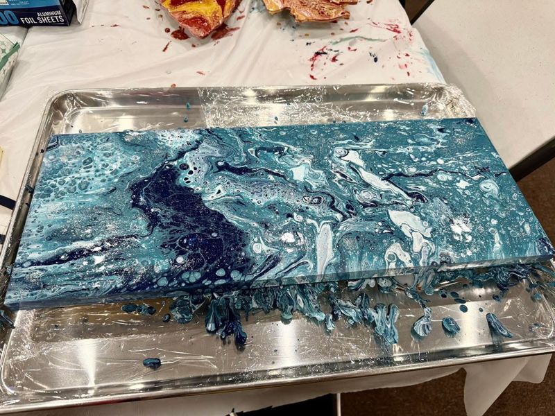 Paint Pour Party (Michigan Silhouette 18” with word Michigan)