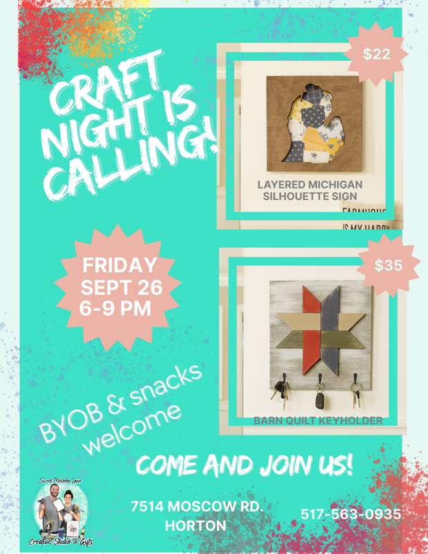Friday Craft Night 9/26 (Michigan Silhouette Layered Sign)
