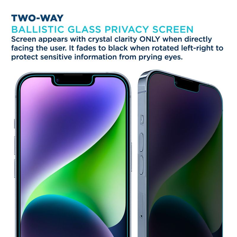 Tech Armor 1 Pack Privacy Ballistic Glass Screen Protector for Apple NEW iPhone 14 Plus (2022) and iPhone 13 Pro Max (2021) 5G 6.7 Inch Tempered Glass