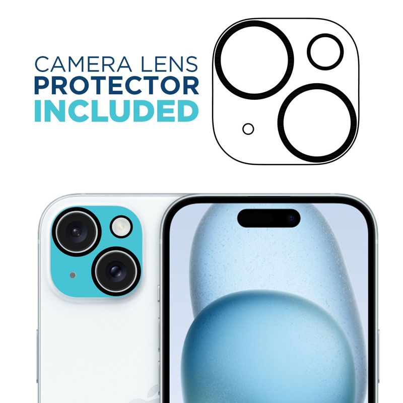 Tech Armor iPhone 15 Plus Screen Protector 6.7 Inch - Ballistic Tempered Glass, Case Friendly, Sensor Protection, HD, 9H Hardness, 3 Pack + Bonus Camera Lens Protector