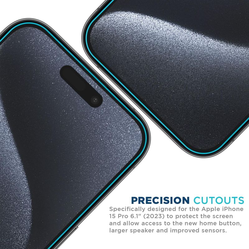 Tech Armor iPhone 15 Pro Max Screen Protector 6.7 Inch - Ballistic Tempered Glass, Case Friendly, 3 Pack + Bonus Camera Lens Protector