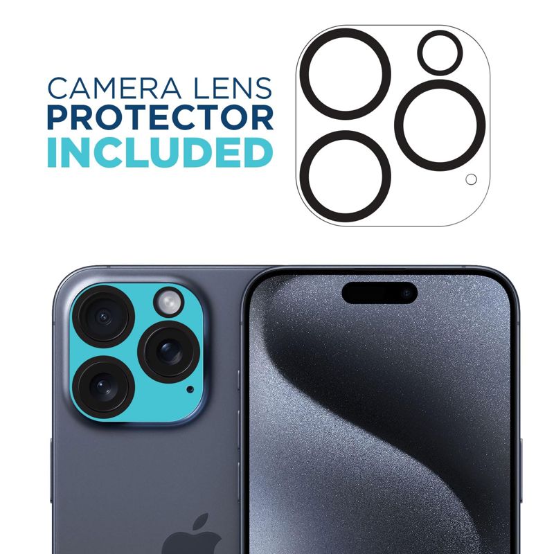 Tech Armor iPhone 15 Pro Max Screen Protector 6.7 Inch - Ballistic Tempered Glass, Case Friendly, 3 Pack + Bonus Camera Lens Protector